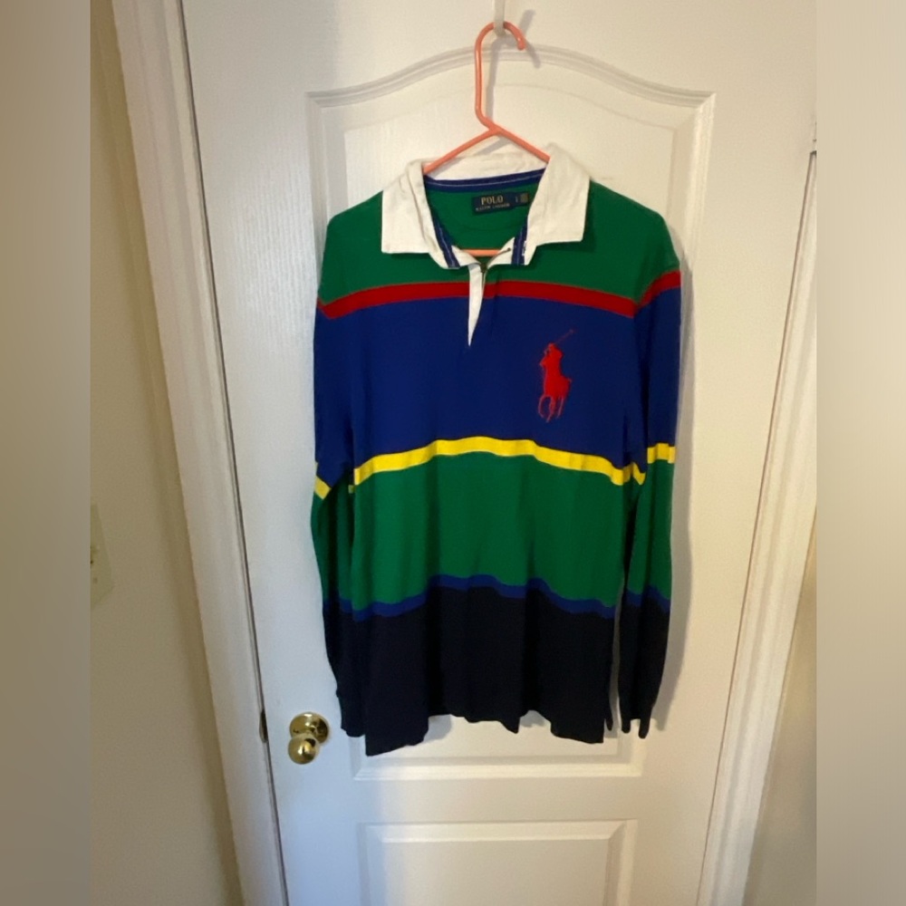 Polo by ralph Lauren rugby shirt size L multi color